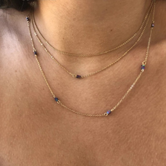 Rainbow Hematite Multicolor Stone Layered Necklace - Picture 2 of 9